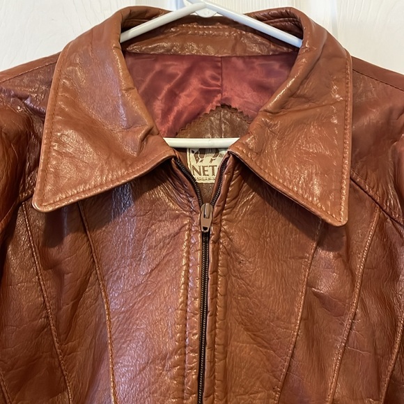 Vintage Neto cognac rust brown tan leather jacket biker boxy - Picture 2 of 12